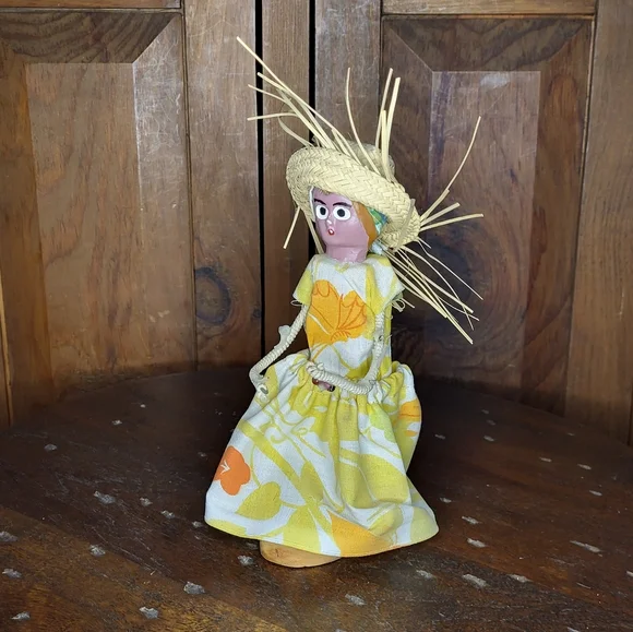 Handcrafted Doll with Yellow Floral Dress - Picture 11 of 11